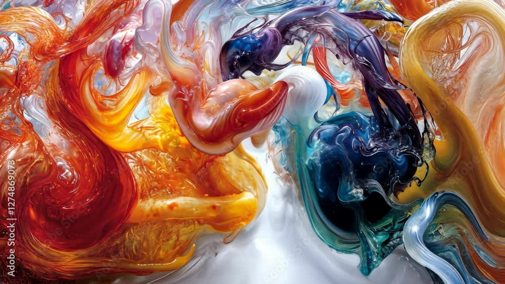 Poster colorful abstract swirl created with vibrant hues blending together in an artistic display