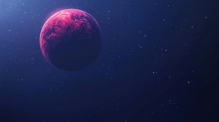 Fototapeta premium Crimson planet glows brightly amidst a vast starry expanse