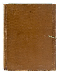 Shabby brown vintage closed paper folder top view isolated