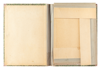 Old retro open paper folder top view isolated