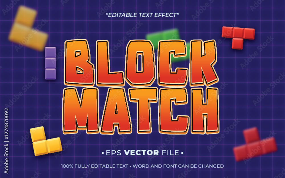 Poster block match game text effect editable vector