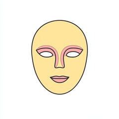 t mask, a simple line drawing, flat design style, pastel colors, white background