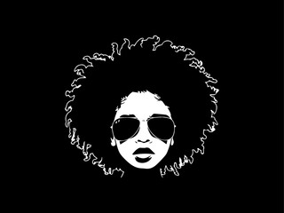 afro hair girl silhouette, afro girl face silhouette, black girl wearing sunglasses, juneteenth vector