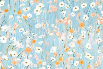 Floral pattern on light blue delicate flowers create a serene, decorative background for designs