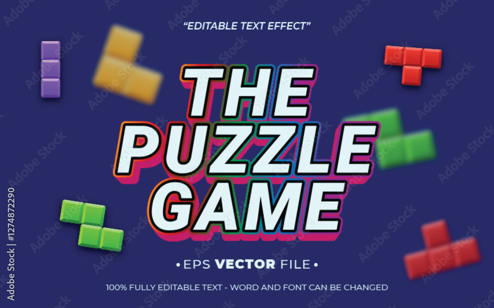 Poster the puzzle game text effect editable vector