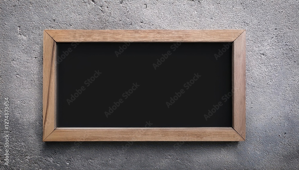 Poster striking black rectangular wooden frame on concrete background 3d rendering showcasing elegant geome