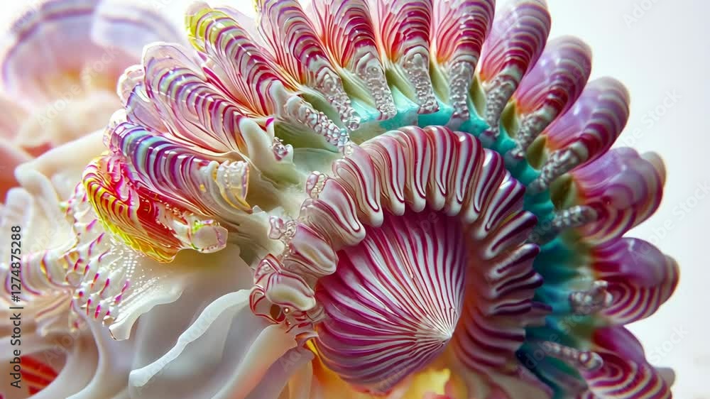 Aufkleber colorful sea shell display showcasing intricate natural patterns and textures under soft light
