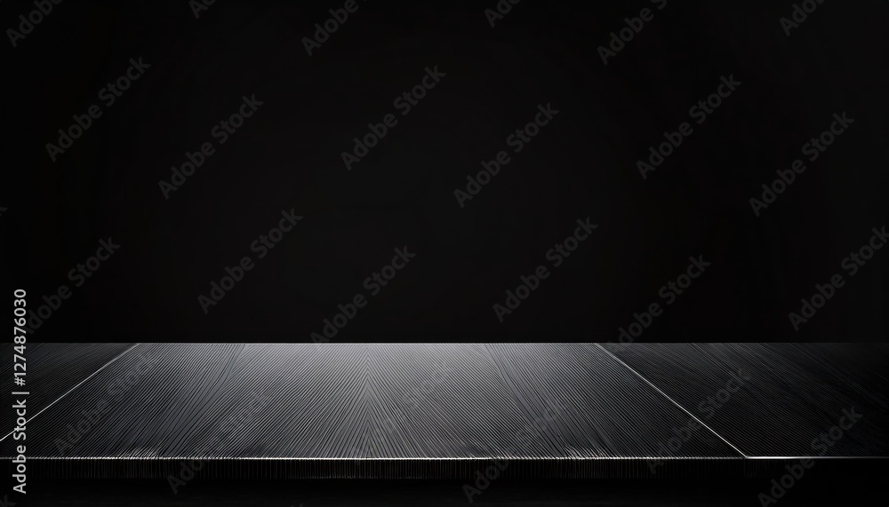 Poster black table on black background sleek and elegant monochrome design element in minimalist art or mod