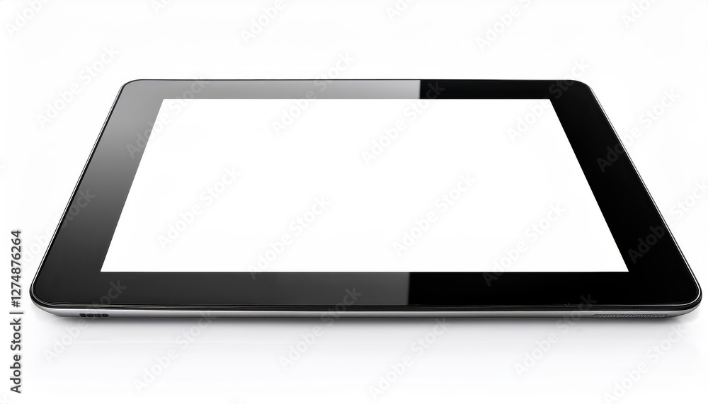 Poster black tablet computer with blank screen isolated on a crisp white background a sleek and minimalist 