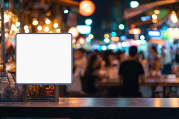 Vibrant night market bustling with activity and illuminated stalls in the heart of the city