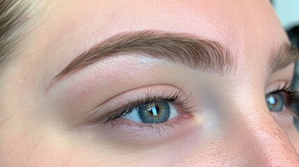 Fototapeta premium A perfectly brushed and structured eyebrow with hairs aligned neatly