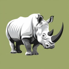 Majestic Rhino Logo on Green Field