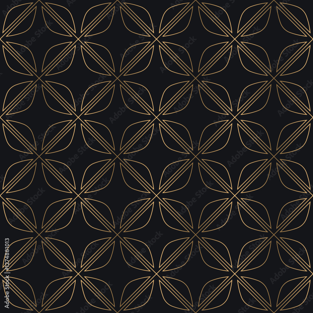 Wall mural sophisticated gold geometric pattern on a deep navy background. clean lines and subtle shimmer creat