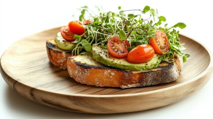 A beautifully plated avocado toast with cherry tomatoes