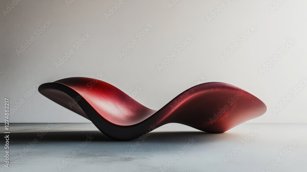 Poster elegant red abstract wave sculpture on a clean background with subtle light