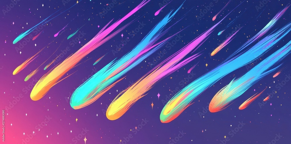 Canvas Prints colorful comets streak across a starry gradient space background