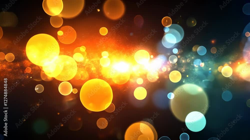 Poster colorful bokeh lights create a vibrant atmosphere with a blend of warm and cool tones in a dark back