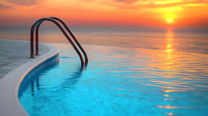 Obraz premium Sunset View Infinity Pool With Steps