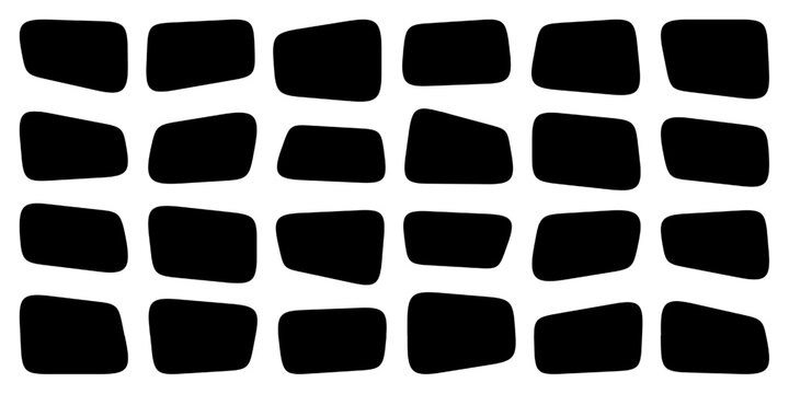 Rounded rectangle diamond fun block. Organic discount square shape. Round corner squircle clipart. Free app label card. Price box tag border. Rectangular trapezoid blob stamp. Deformed sticker frame