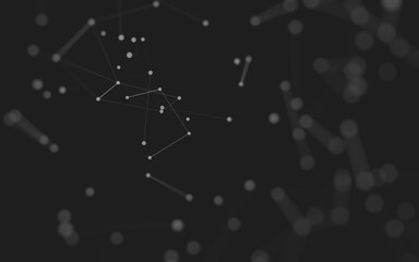 Fototapeta premium Abstract background. Molecules technology with polygonal shapes, connecting dots and lines. Connection structure. Big data visualization.