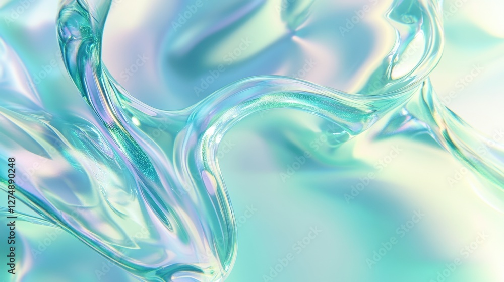 Poster abstract fluid shapes in soft pastel colors creating a serene atmosphere
