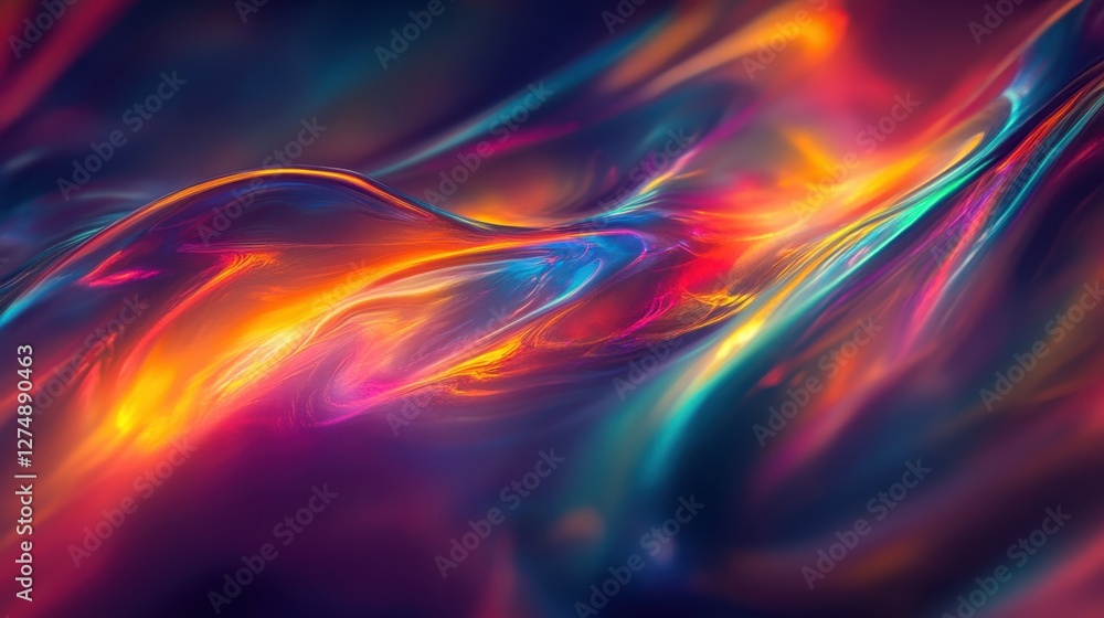 Poster colorful abstract waves of light creating a vibrant, dynamic background
