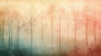Obraz premium Forest of bare trees in fog with artistic texture