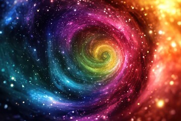 Obraz premium psychedelic liquid art explosion, swirling paint creating cosmic patterns in vivid rainbow colors with metallic highlights