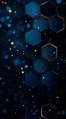 3D geometric abstract background with glowing light effects and overlapping triangular and hexagonal shapes in shades of blue and green.
