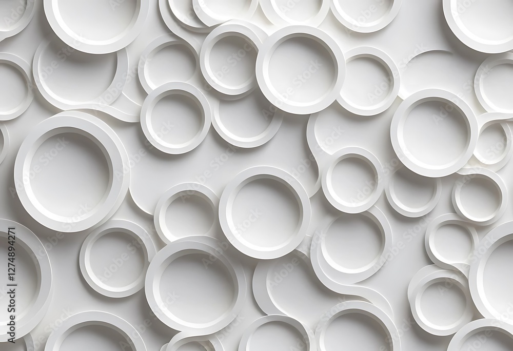 Poster monochromatic circles interlocking creating an abstract depth design