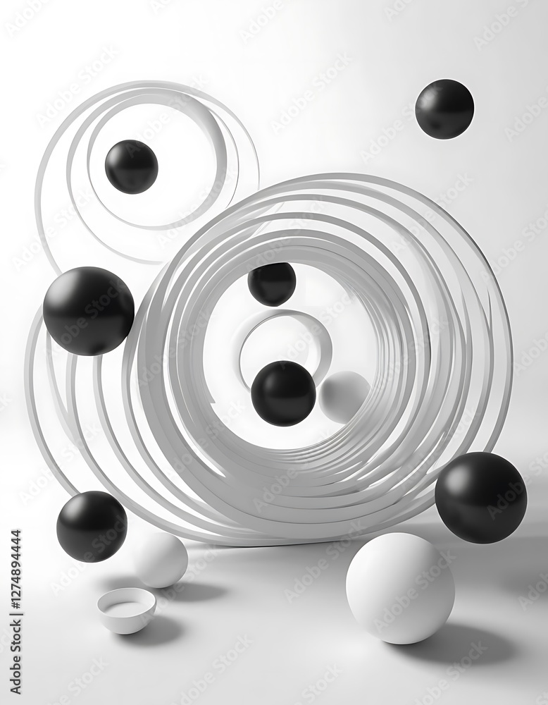 Aufkleber monochromatic spheres and circular constructs in dynamic arrangement