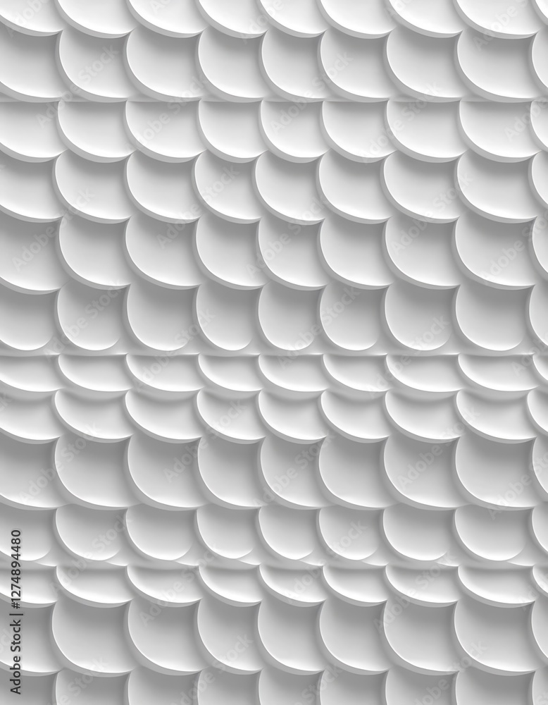 Poster monochromatic white scaled pattern wall design with dimensional texture