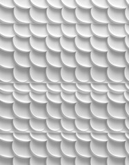 Monochromatic White Scaled Pattern Wall Design with Dimensional Texture