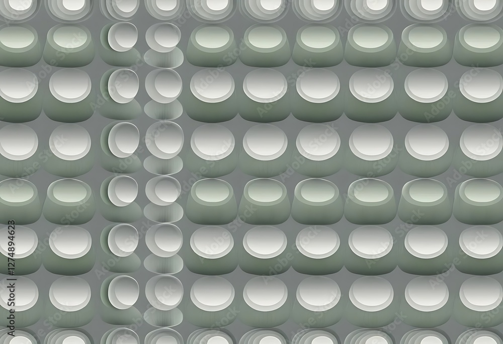 Poster pale green textured background with semi-circular patterns in neat rows