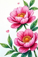 Obraz premium Watercolor peony flower arrangement , vintage, flower, peony
