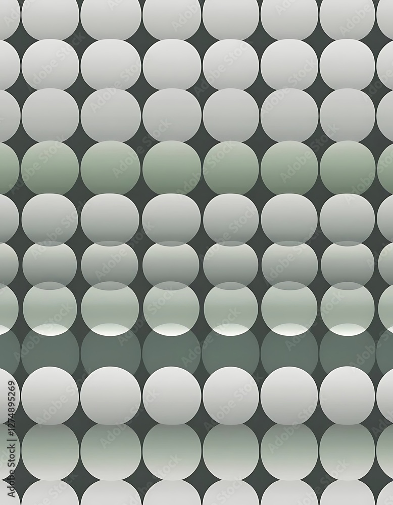 Poster Subtle Sphere Grid, A Pattern of Overlapping Circles in Soft Grays