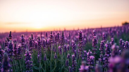 Vibrant lavender field at sunrise with pink and purple flowers blooming, field, purple, dawn