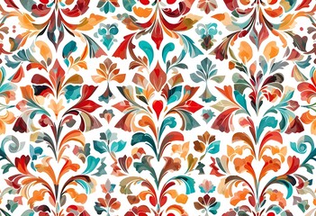 Vibrant Floral Pattern in Watercolor Style with Muted Autumn Tones