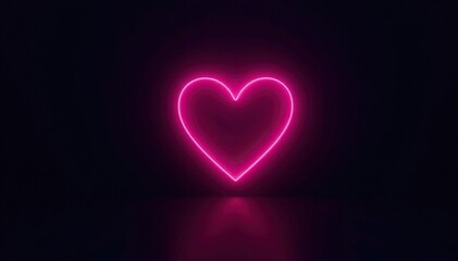 Black background with pink neon heart shape pulsing softly, dark, pulse, black