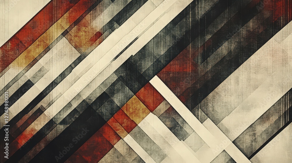 Poster abstract geometric design with diagonal lines and textured vintage style