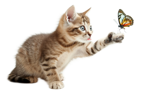 Playful Kitten on transparent background PNG.