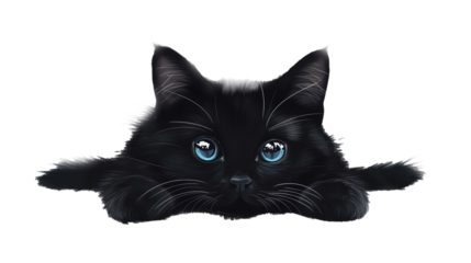 Cute Black Cat Illustration on PNG Transparent. Kitten, Animal, Mammal, Pet, Fur, Feline, Artwork, Cartoon, Drawing
