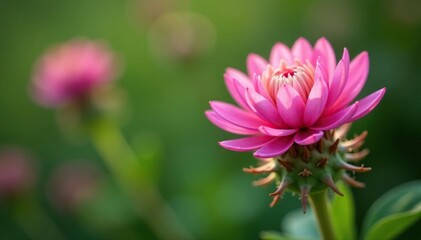 soft pink blossoms of spiked veronica with thorns, greenery, nature, bloom