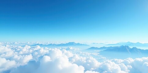 Blue sky with high altitude stratus cloud layer and distant mountains, landscape, grand, natural light
