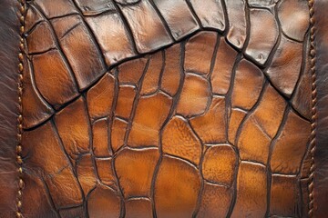 richly textured vintage leather background with deep amber and cognac tones, featuring natural wear patterns and subtle metallic highlights