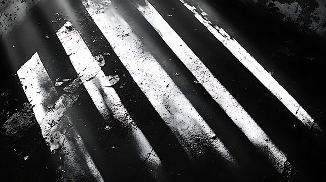 Grungy crosswalk, sunbeams, urban, perspective