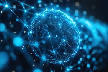 Global network connection on dark background for worldwide communication, use for web