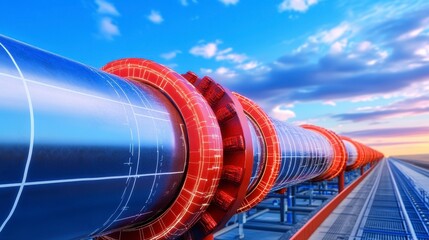 Industrial Pipeline with Modern Design Against Dramatic Sky
