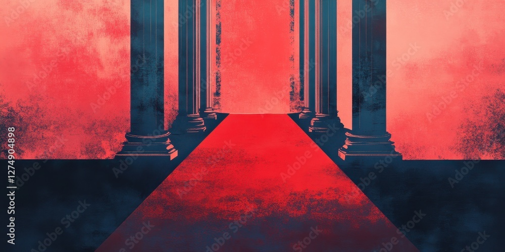 Aufkleber elegant row of ionic columns with a red carpet