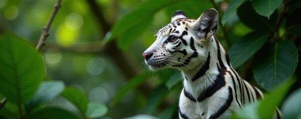 White and black striped jungle animal, fur pattern, jungle animal, wildlife